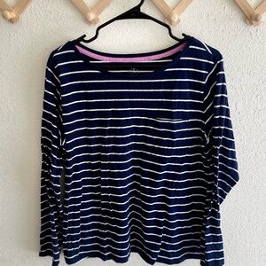 St. John's Bay Navy and White Striped Long Sleeve Top